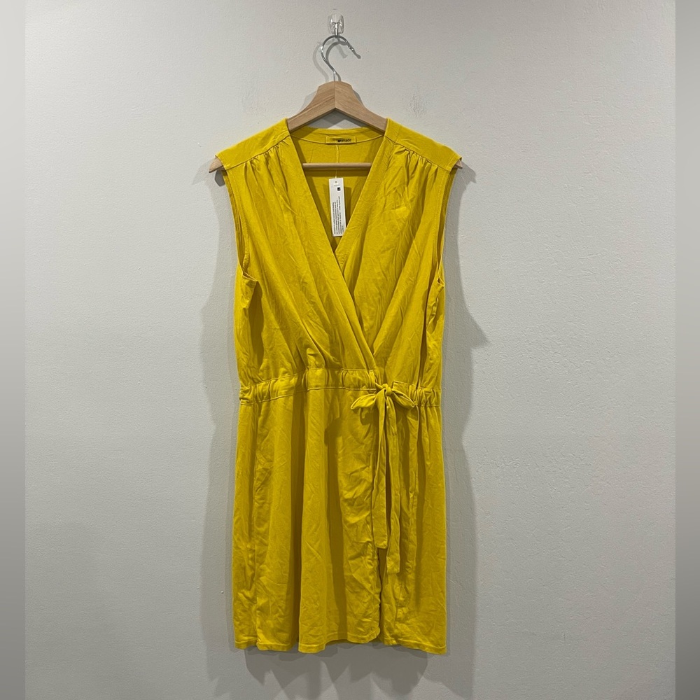 NWT LAmade Yellow V-Neck Faux Wrap Mini Dress Sz Large